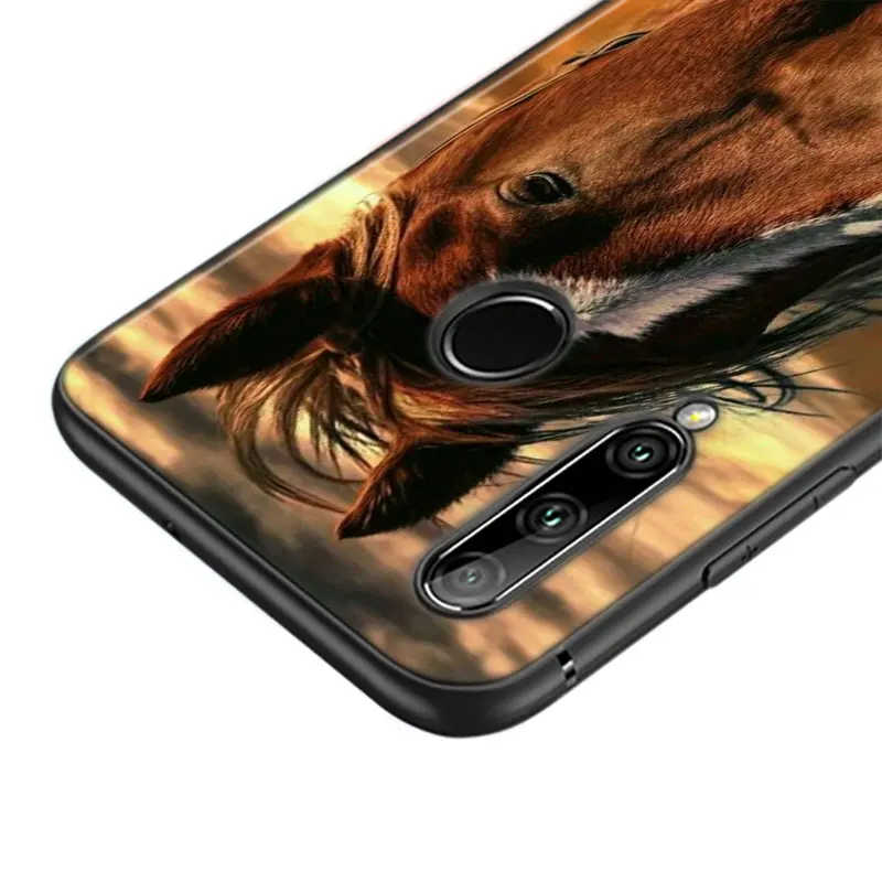 Черный чехол с рисунком бегущая Лошадь Животное задняя крышка для Huawei P Smart Z Plus 2019