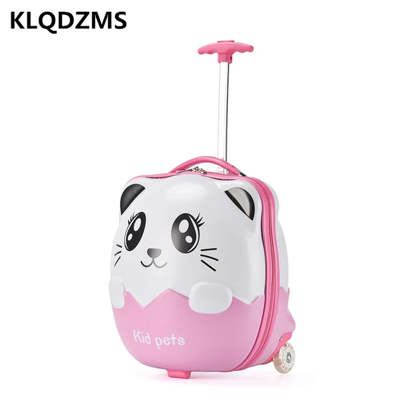 KLQDZMS New Children's Luggage 16 Inch Kids Spinner Rolling Suitcase Baby Trolley Case Boarding Luggage