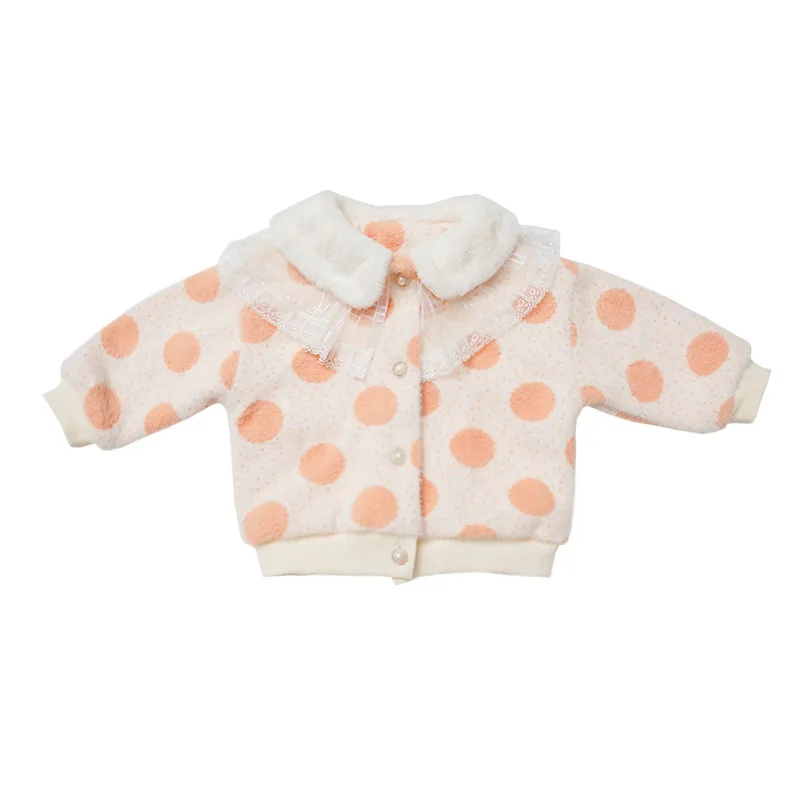 

Girls' Cute Fur Collar Polka Dot Coat 2020 Korean Style Winter Clothes Baby Fashionable Cotton Coat Children's Clothing Fashion