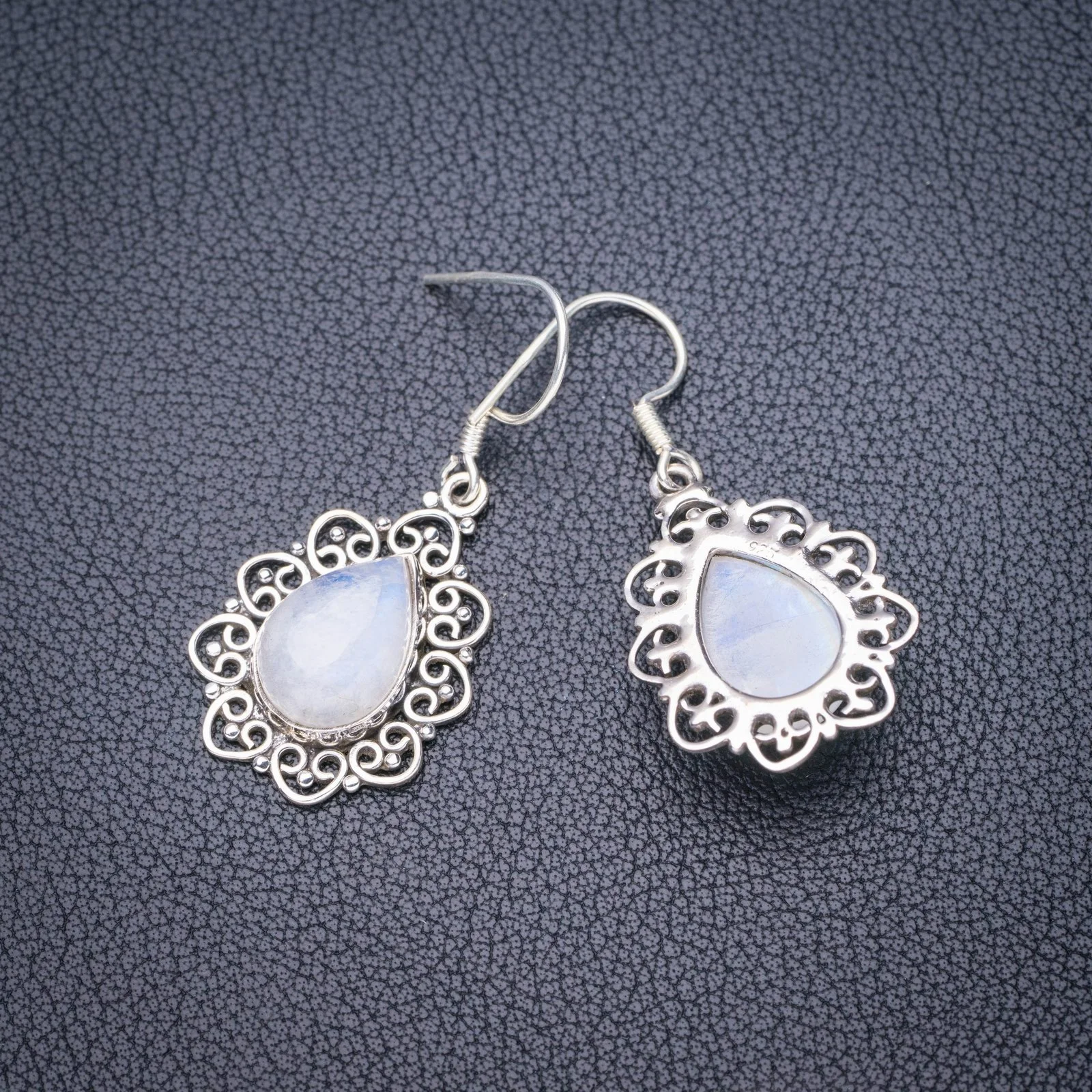 

StarGems Natural Moonstone Handmade 925 Sterling Silver Earrings 1.75" E5585