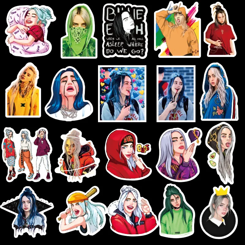 50 шт. Billie Eilish наклейка s аниме певица пегатина для ноутбука холодильник телефон чемодан для скейтборда забавные крутые наклейки F3
