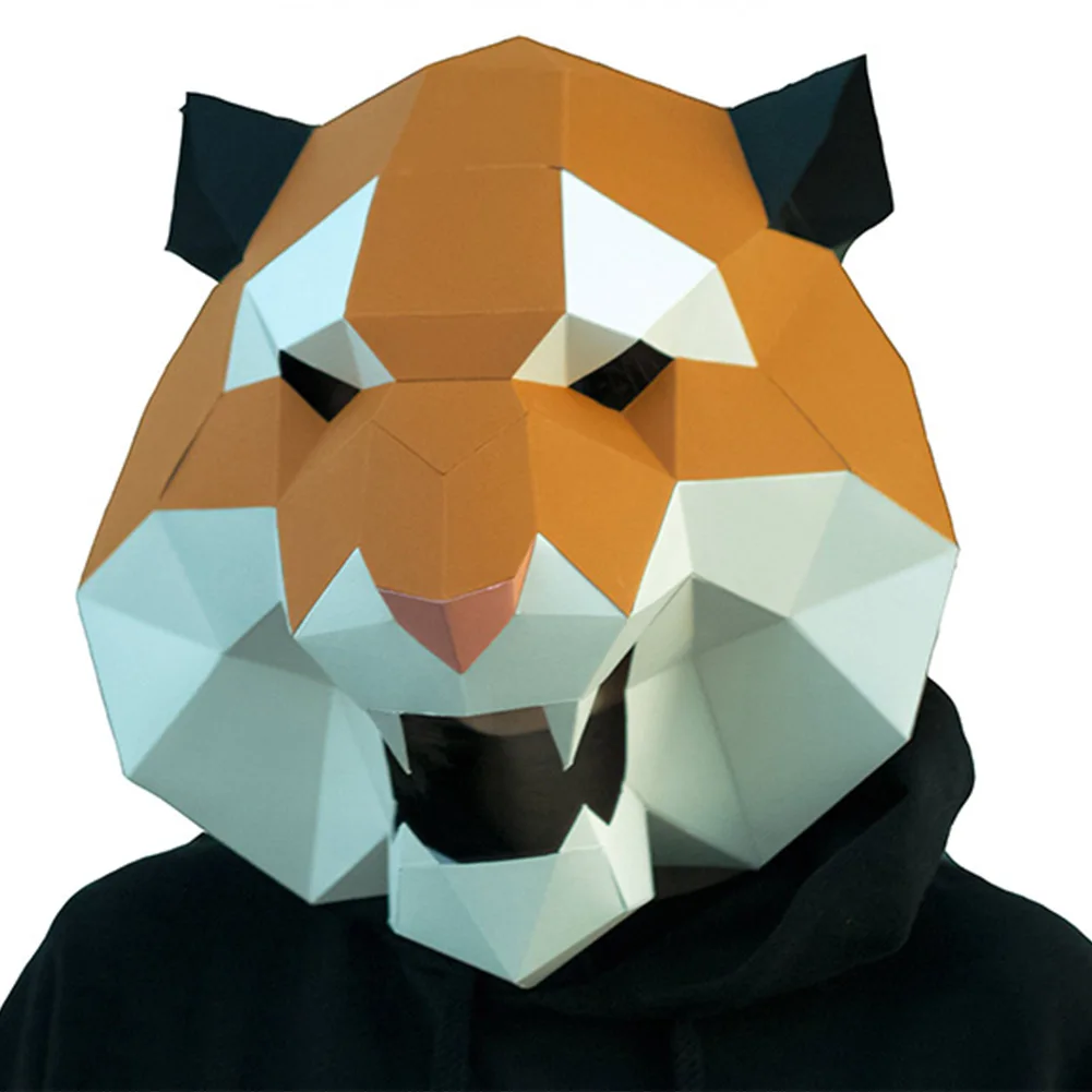 Маска для косплея сделай сам с тигром бумажная маска реквизит на Хэллоуин -