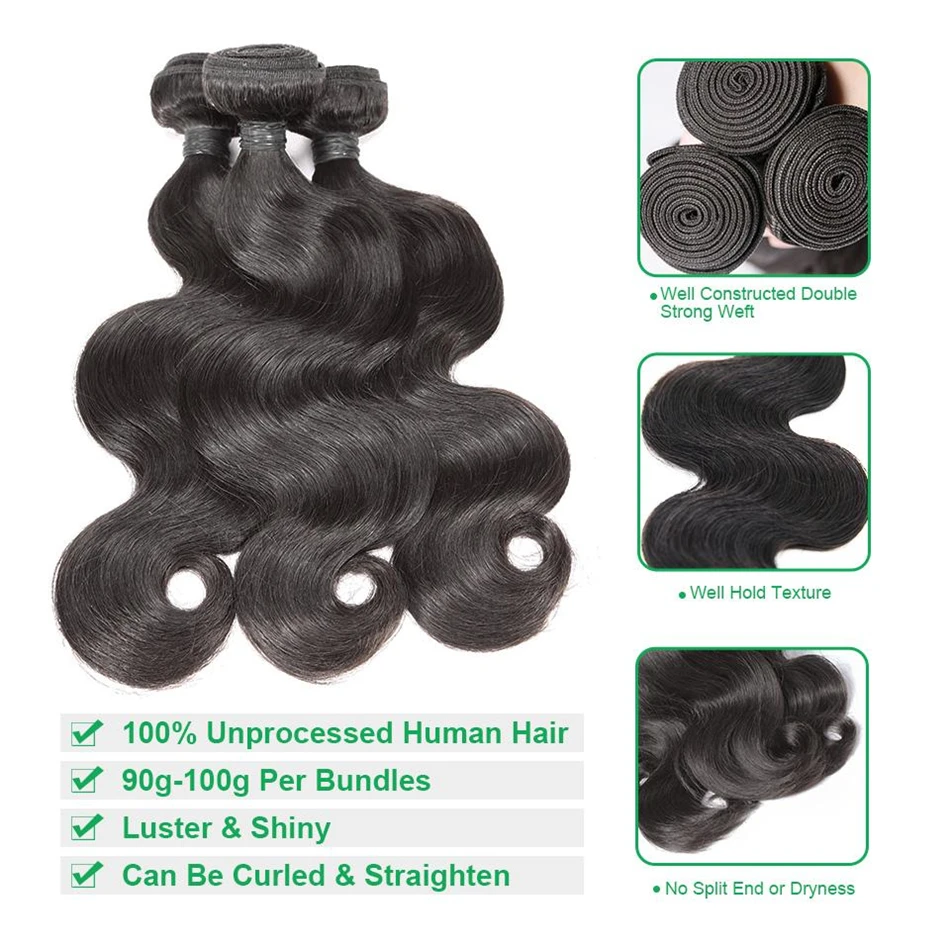 Malaysia Body Wave Virgin Human Hair 30 40 Inch Weave Bundles With 13x4 Lace Frontal 3 4 Closure Extension Wholesale | Шиньоны и парики