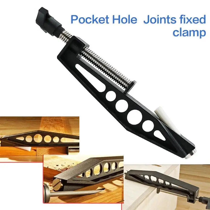 

2Pc Metal+Plastic Jig Joints Drilling Pocket Hole Clip Fixed Clamp Pull Woodworking Slant Hole Accessories