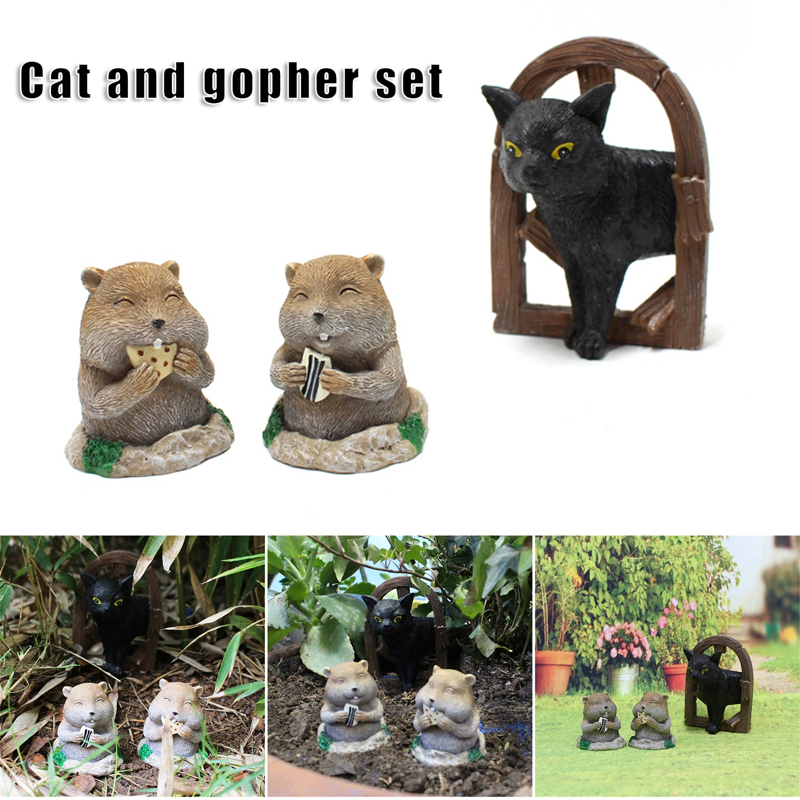 

Набор украшений для кошек и сусликов, красивое искусственное украшение из смолы для дома, сада, двора SEC88
