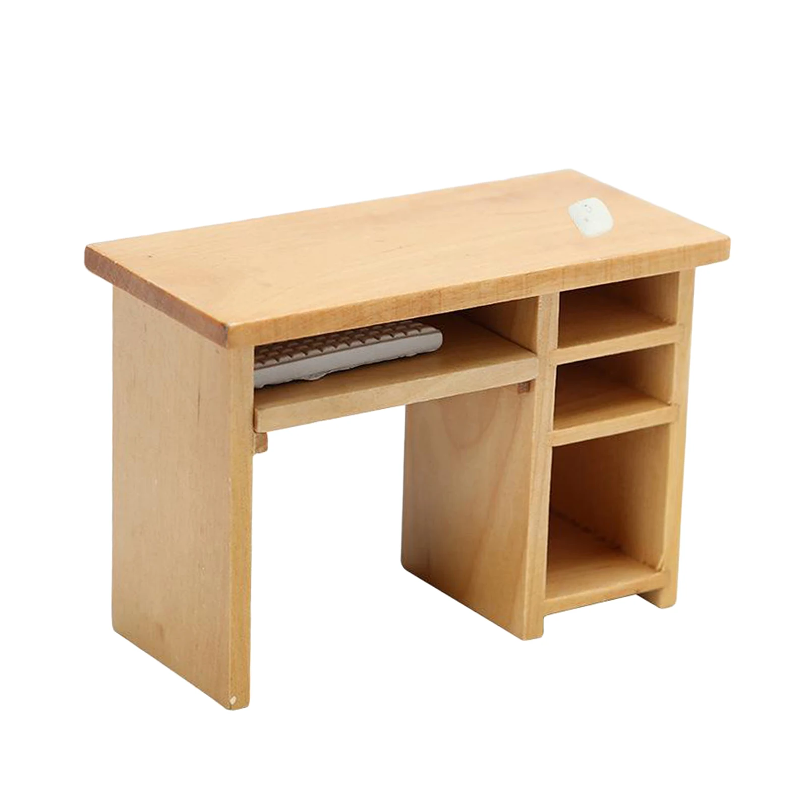 

Dollhouse Mini Miniature Computer Desk with Mouse and Keyboard Model Kitchen