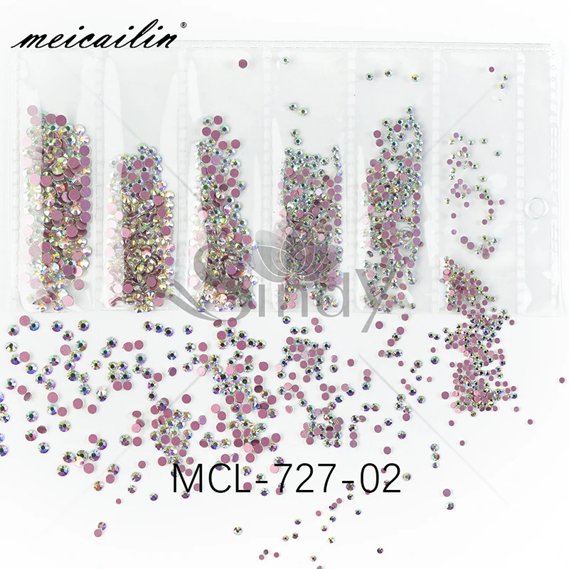 Разноразмерные Белые Стразы для ногтей из стекла AB s розовые зеркальные Подвески