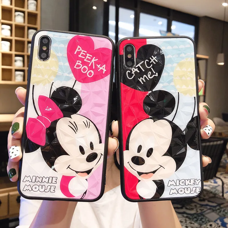 

Disney Mickey Minnie Diamond Pattern Phone Case for IPhone 6/6s/7/8/7plus/8plus/x/xs/xsmax/xr/11 Couple Phone Cover