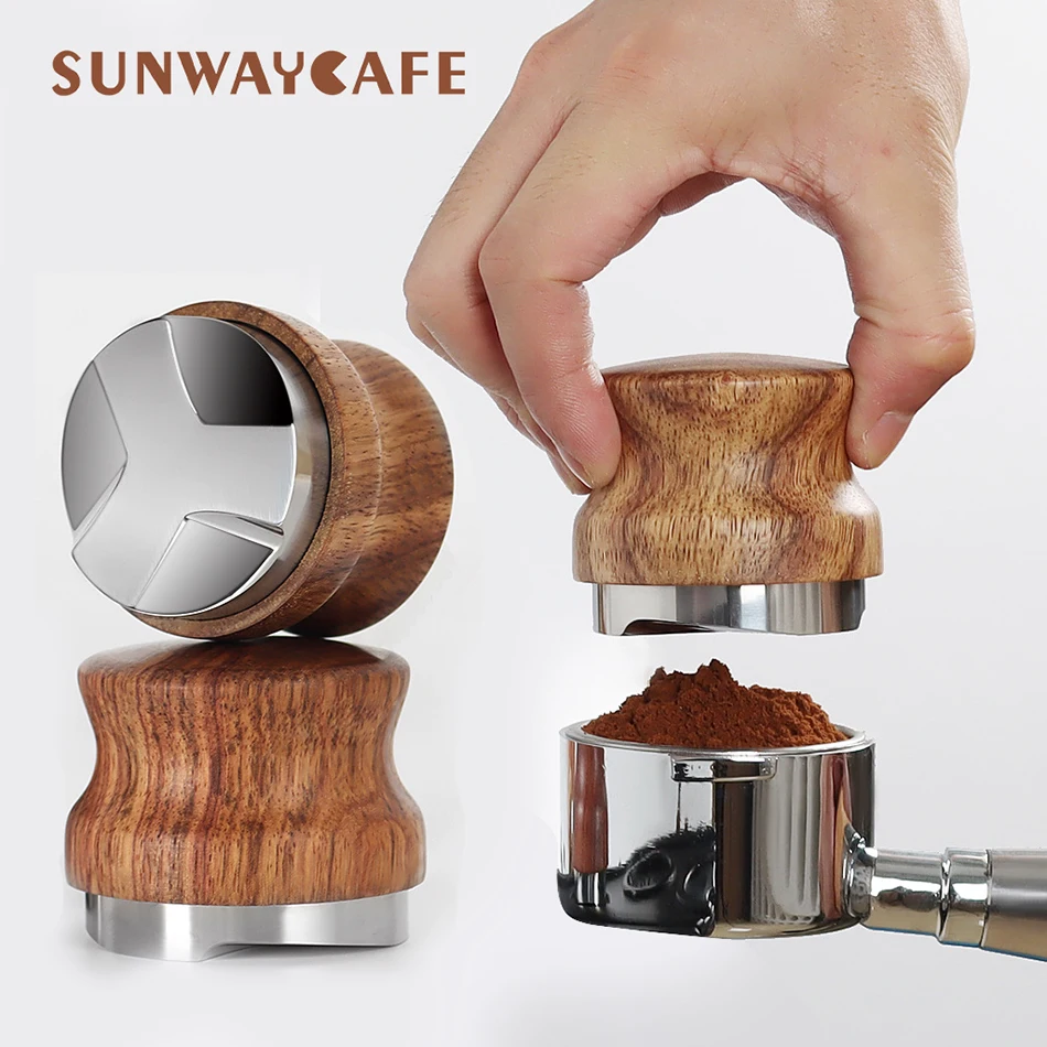 Из розового дерева Темпер для кофе 51/53/58 мм 304 дистрибьютор из нержавеющей стали
