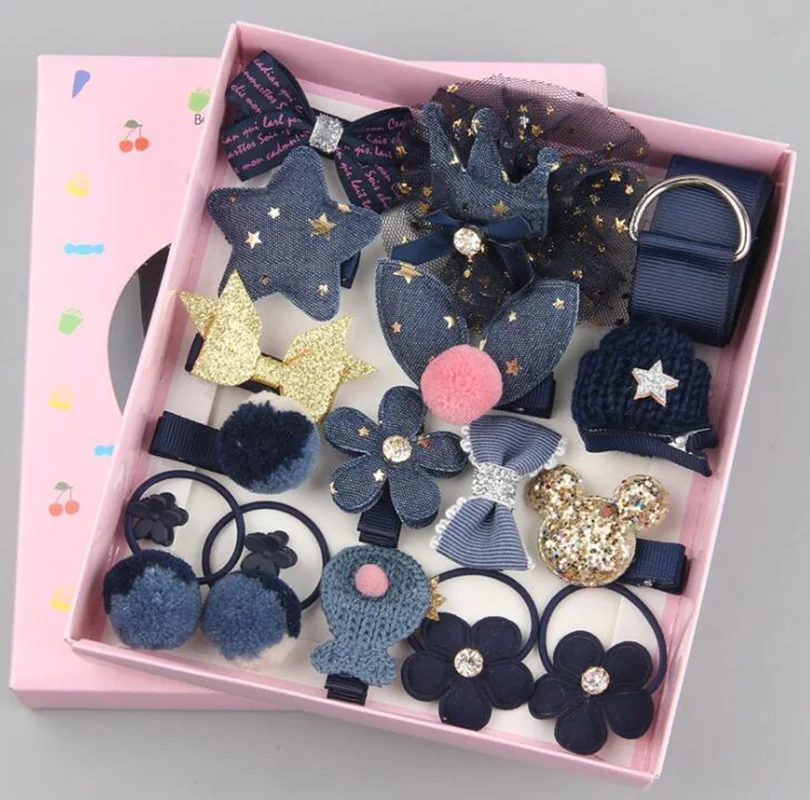 18 шт./кор. дети милые женские аксессуары для волос комплект ткани младенцев с