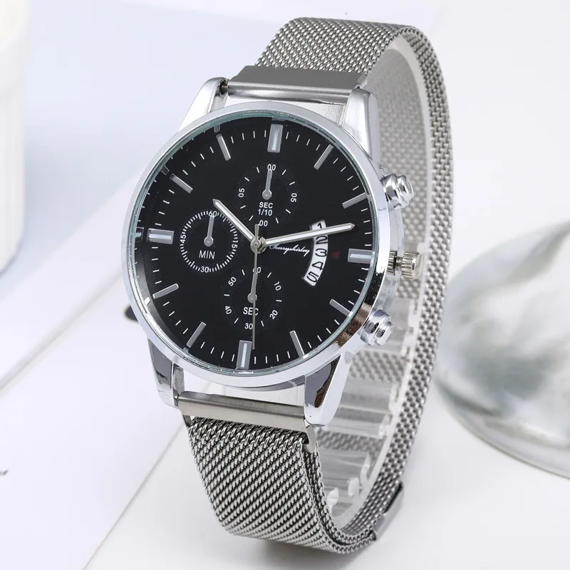 

2021 Foreign trade wholesale popular watch ultra thin three eye calendar men's clock Milan with women's watch customization