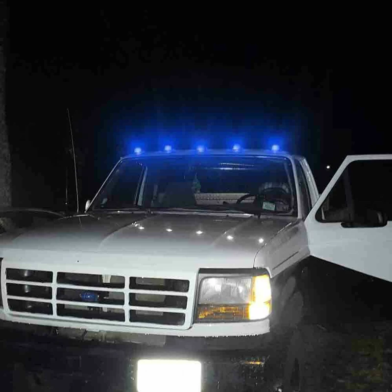 

Gtinthebox 5PCS Smoked Lens Blue LED Cab Roof Warning Marker Lights For any DC Pickup Truck SUV 4x4, Roof Running Light Set