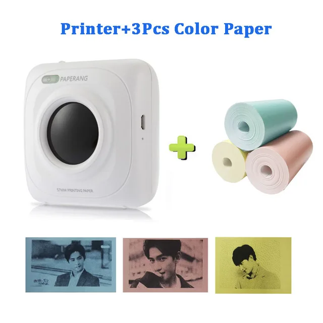 P1 3 Color Papers PAPERANG портативный термальный Bluetooth принтер мини беспроводной фото принтер для мобильного телефона Android iOS - Цвет: P1 3 Color Papers