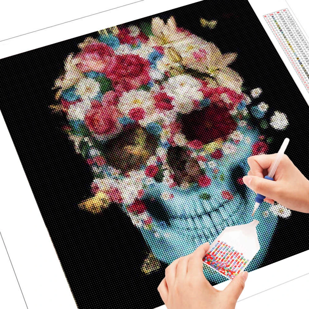 Картина для алмазной вышивки с изображением черепа квадратной/круглой