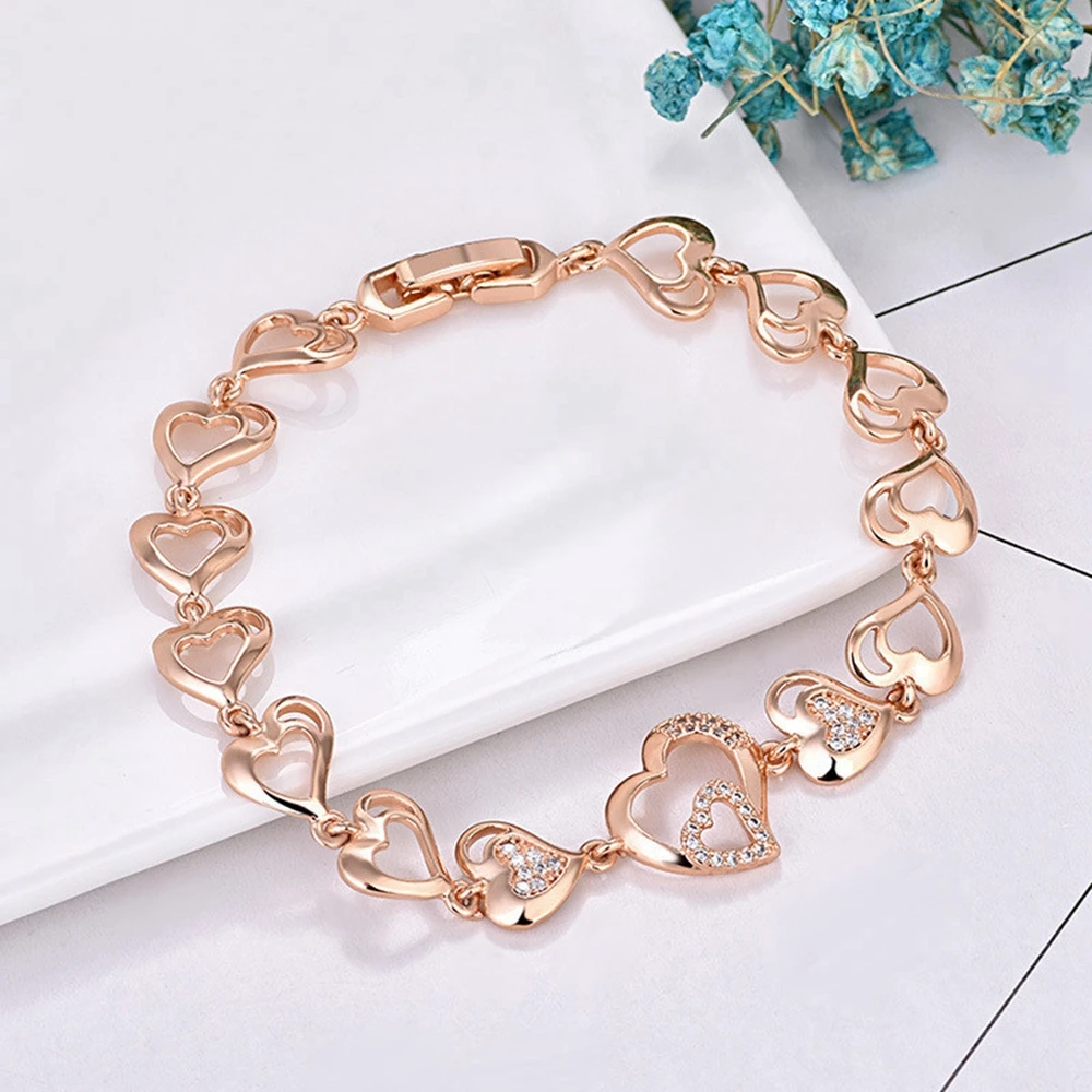 

Heart Link Chain Bracelet Women Jewelry Gold Filled Classic Fashion Jewelry Gift