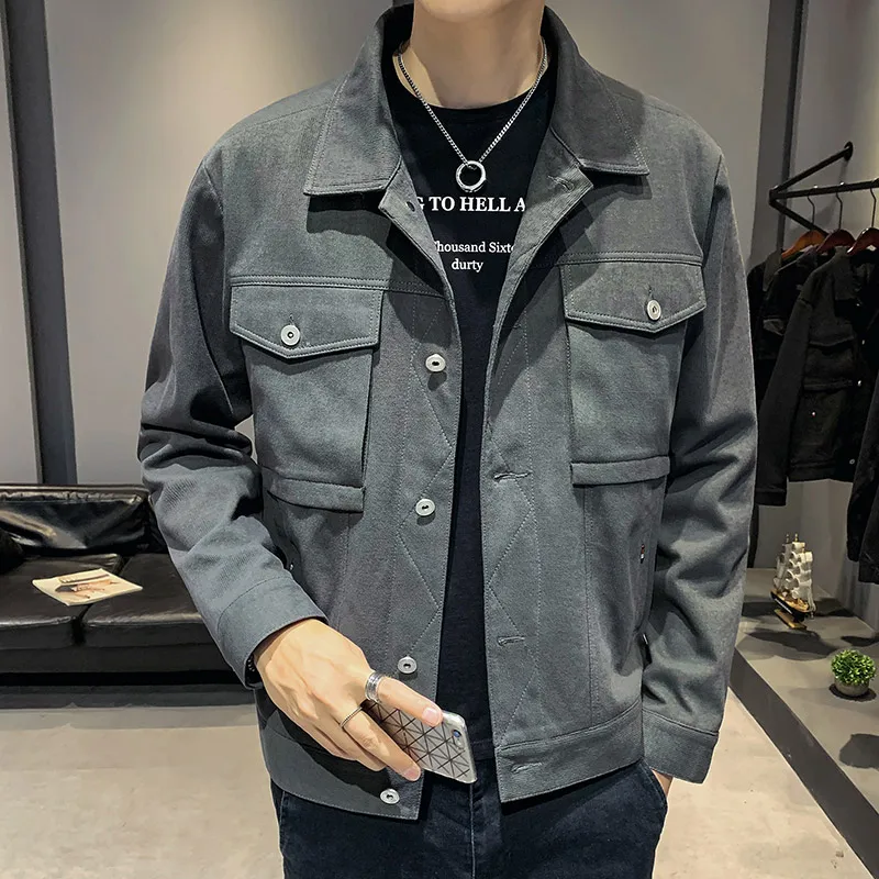 Мужская куртка весна осень Корейская трендовая Пинцет Новинка 2019 приталенная