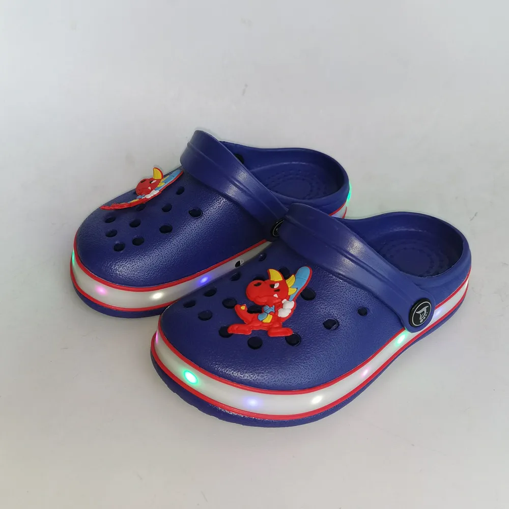 Мюли Детские неоновые со светодиодной подсветкой летние сандалии с мультяшным