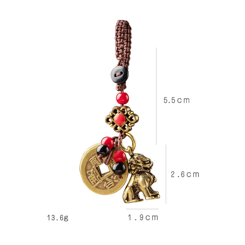 Античный латунный брелок в виде зверя Льва шнурок Подвески ручной работы веревка