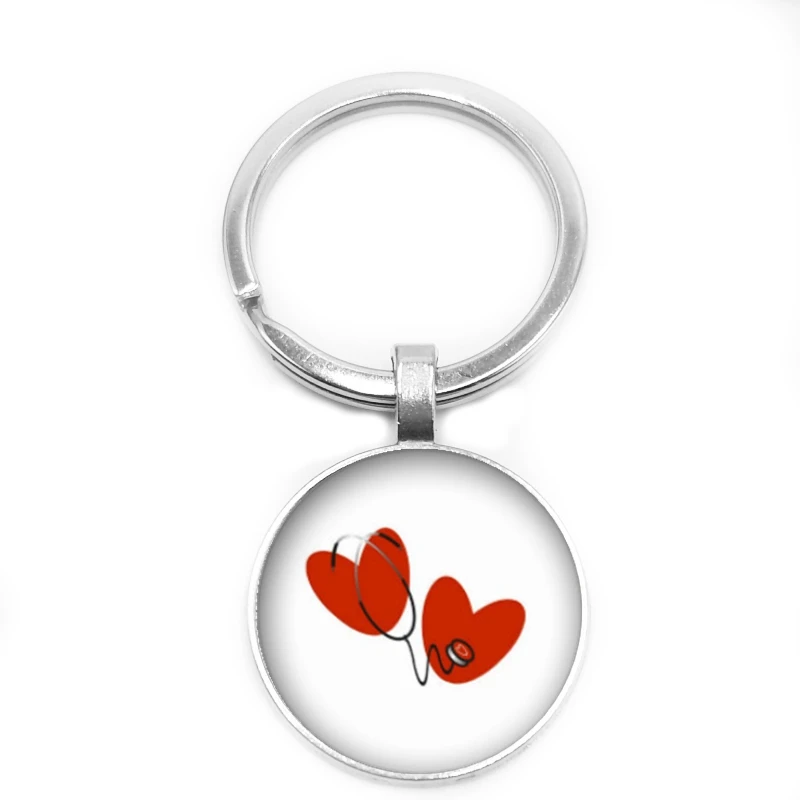 

2020 New Medical Equipment Key Ring Stethoscope Syringe Key Ring 25mm Glass Cabochon Key Ring Nurse Gift Jewelry