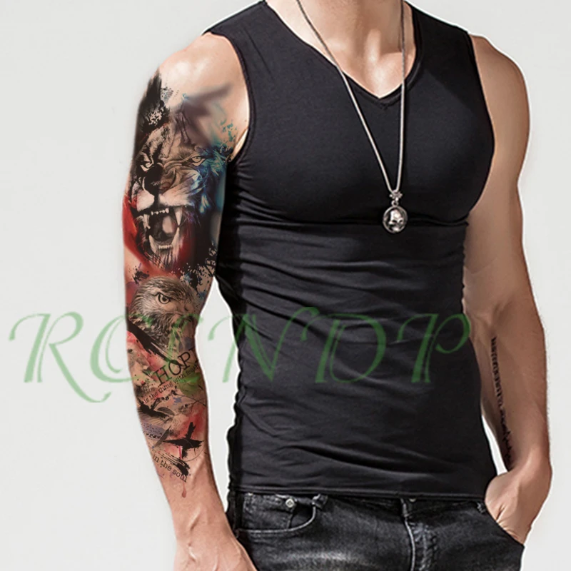 Водостойкая Временная тату наклейка с изображением Льва орла птицы буквы цвет