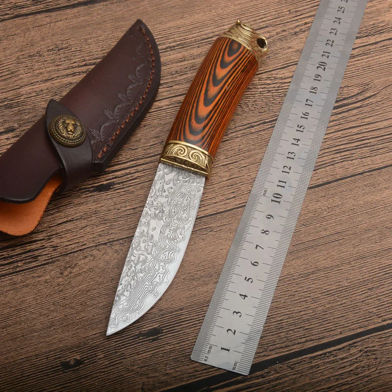 Hawk Damascus Fixed нож с лезвием эбонитовый карманный инструмент для кемпинга охоты