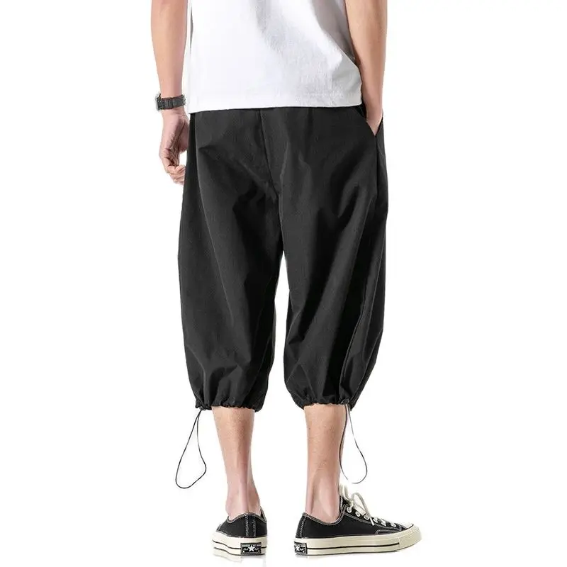 

Summer Men's Casual All-match Lace-up Street Shorts 2021 New Japanese Fashion Casual Style Solid Color Sports Cropped Pants