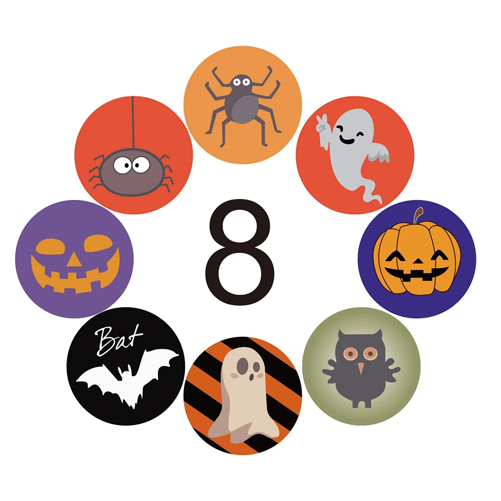 

500pcs/roll Halloween Sticker Cute Cartoon Pumpkin Stickers For Festival Card Party Envelope Stationery Round Stickers