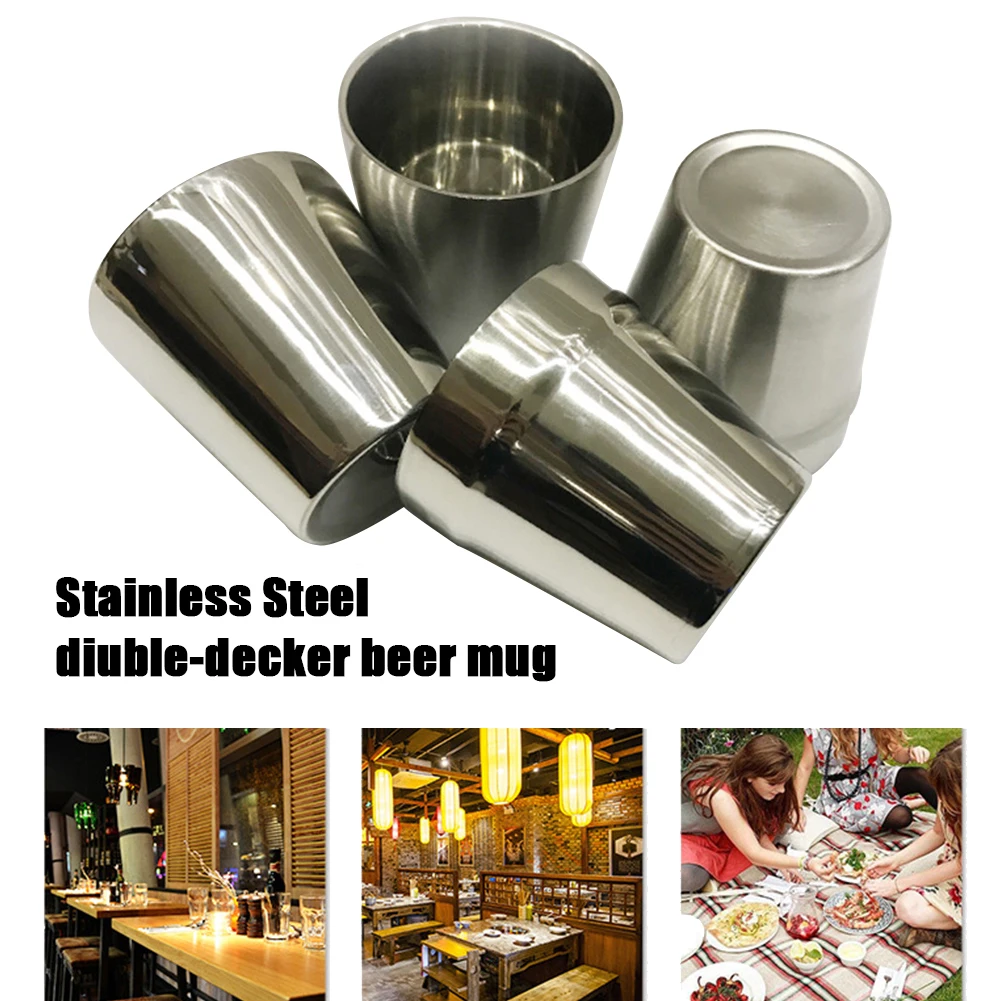 

1 Pcs Stainless Steel Cup Metal Beer Wine Pint Glasses Coffee Tea Milk Mugs Impact-Resistant Metal Durable Cups