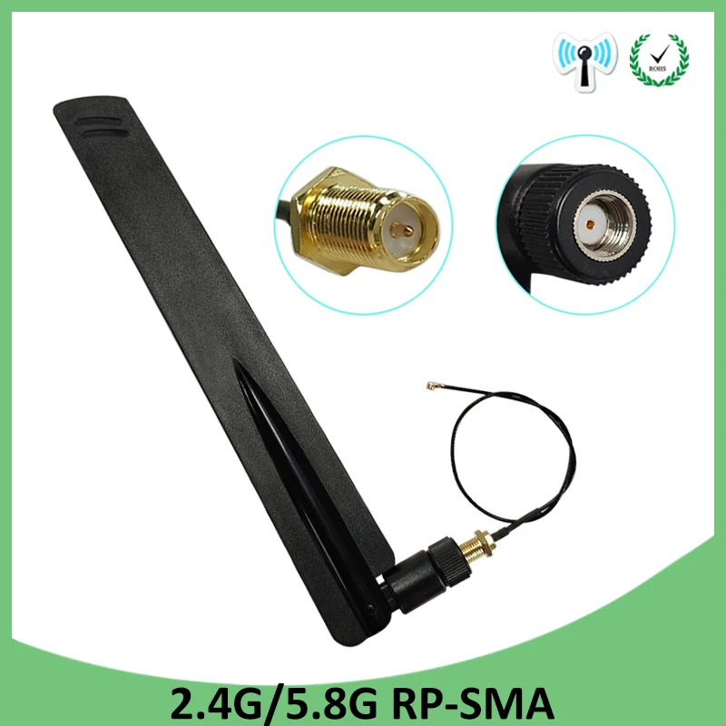 

2.4GHz 5GHz 5.8Ghz wifi Antennareal RP-SMA Dual Band 8dBi 2.4G 5G 5.8G Antena aerial SMA female + ufl./ IPX 1.13 Pigtail Cable