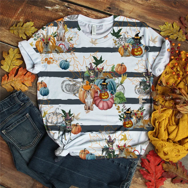 

2021 New Arrival Men T Shirt Full Anime Shirt Printing Fashion Short Sleeve Chihuahua Harajuku Men Tees
