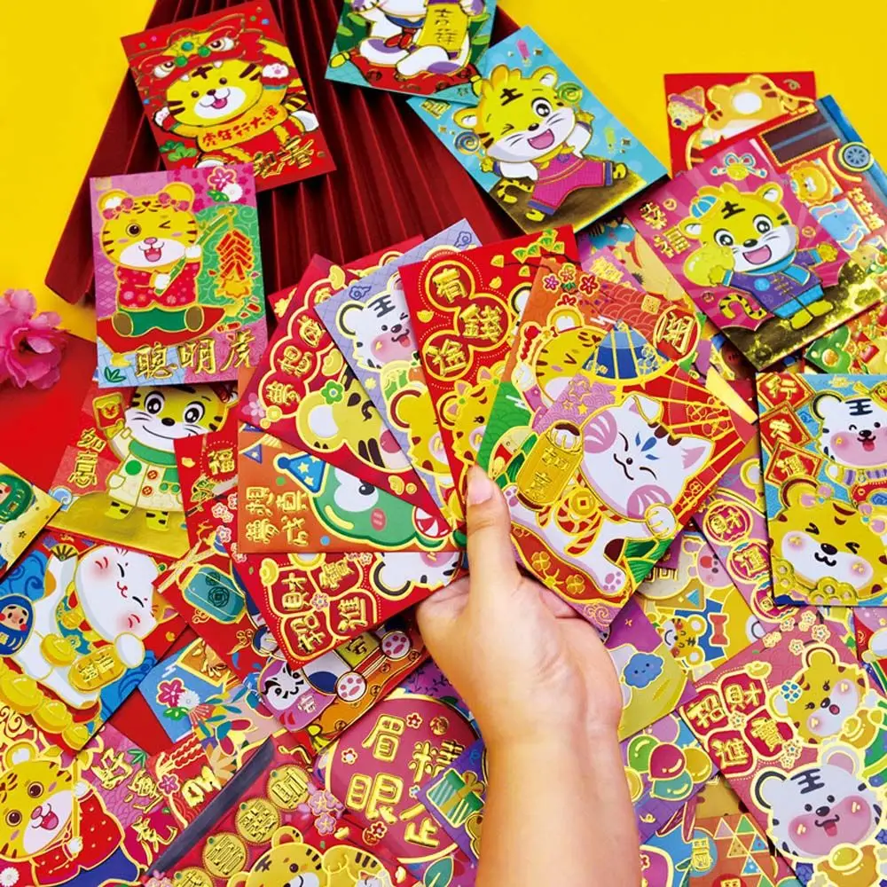 

Милые оригинальные подарочные конверты в китайском стиле Hongbao с традиционным знаком зодиака, красные пакеты, новогодние конверты, конверты ...