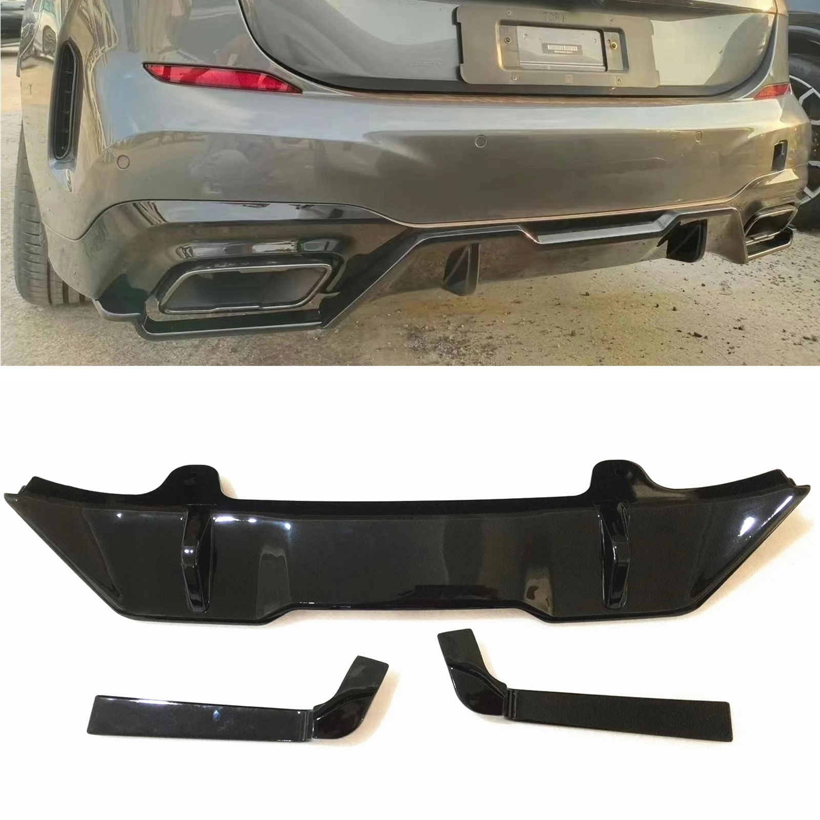 

For BMW 2 Series F44 228i M235i 2020-2021 2022 Gran Coupe Rear Bumper Diffuser Lip Gloss Black Car Spoiler Plate Boot Splitter