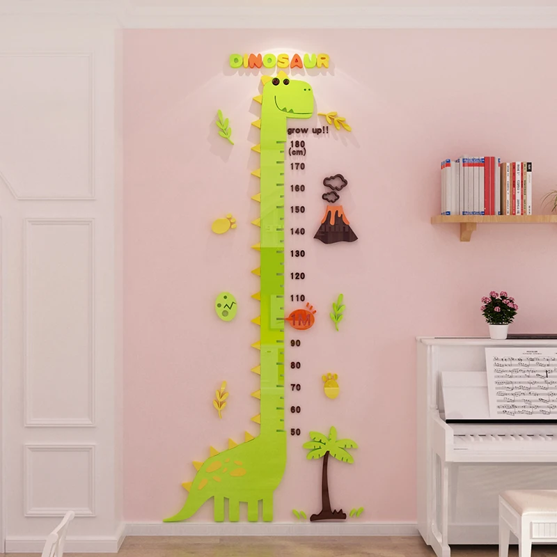 Мультяшный динозавр Ростомер рост ребенка самостоятельно наклейки на стену