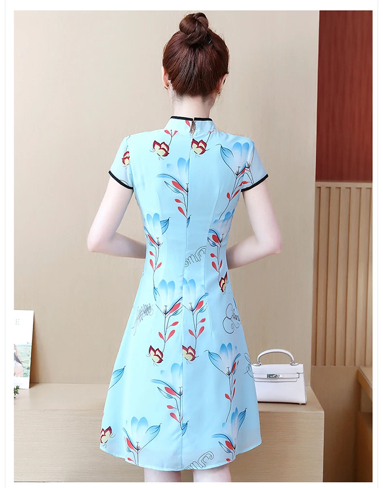 Китайское платье, традиционное платье с принтом, qipao, женские вечерние платья, Ретро стиль, cheongsam, для женщин, невесты, шифоновый чонсам, современный