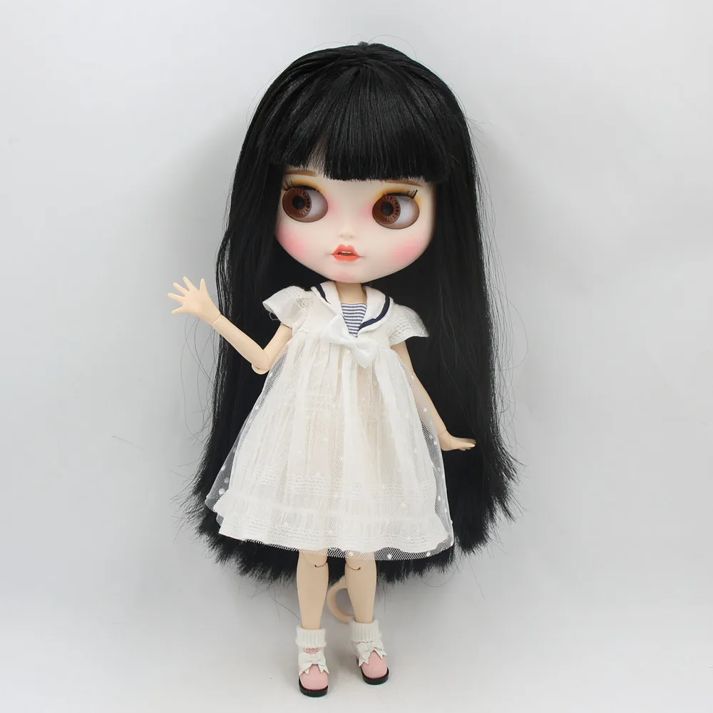 Ледяной DBS Blyth кукольные 1/6 bjd с открытым носом черные прямые волосы из белой кожи