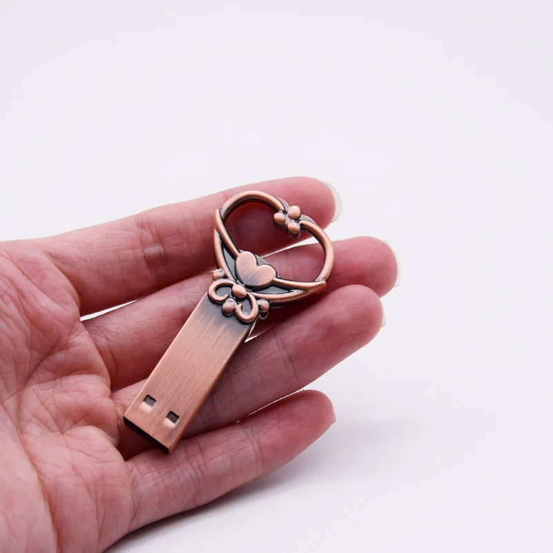 Usb флеш накопитель в форме сердца медный 2 0 дюйма 4 ГБ 16 32 8 Гб|USB флэш-накопители| |