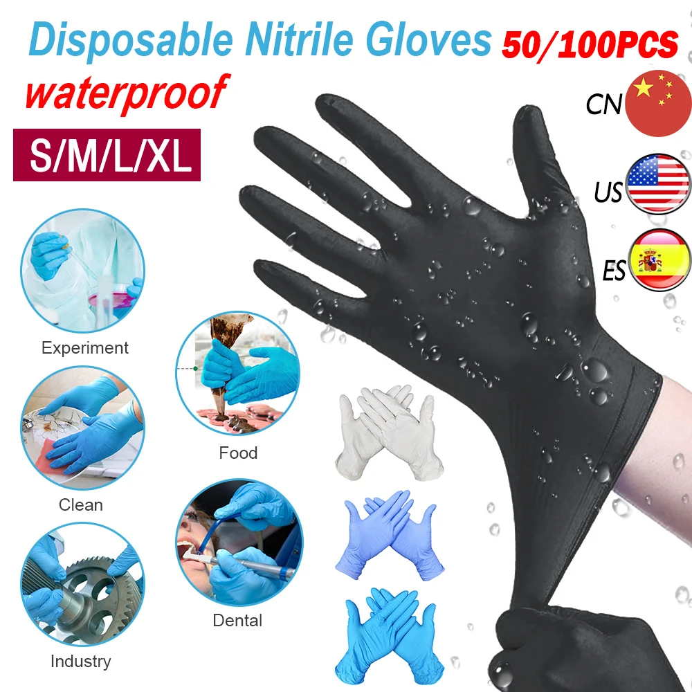 100 шт 4 цвета одноразовые перчатки латексные для мытья
