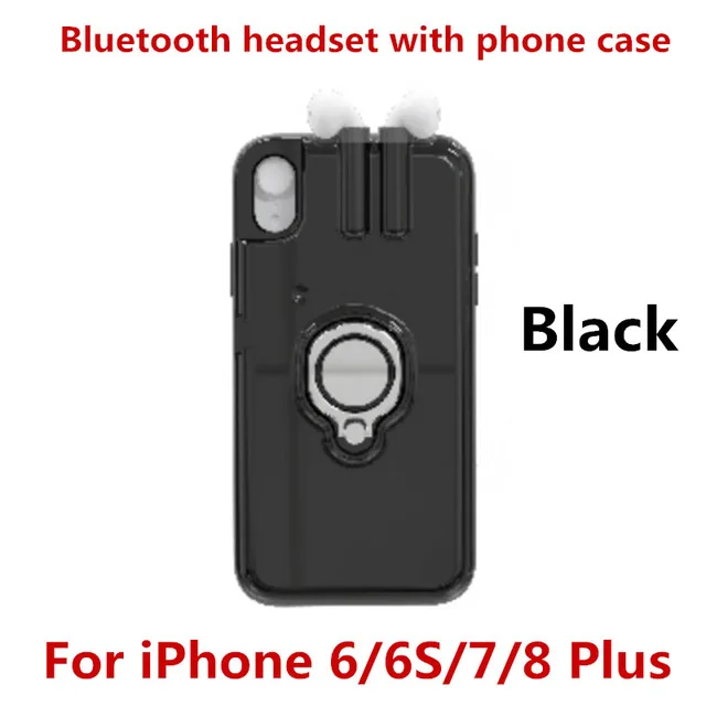 Black For 6 7 8 Plus Модный беспроводной Bluetooth наушник чехол для телефона для iPhone 6 6x7 8 Plus Bluetooth ушной чехол для телефона s для iPhone XS MAX XR X Чехол - Цвет: Black For 6 7 8 Plus