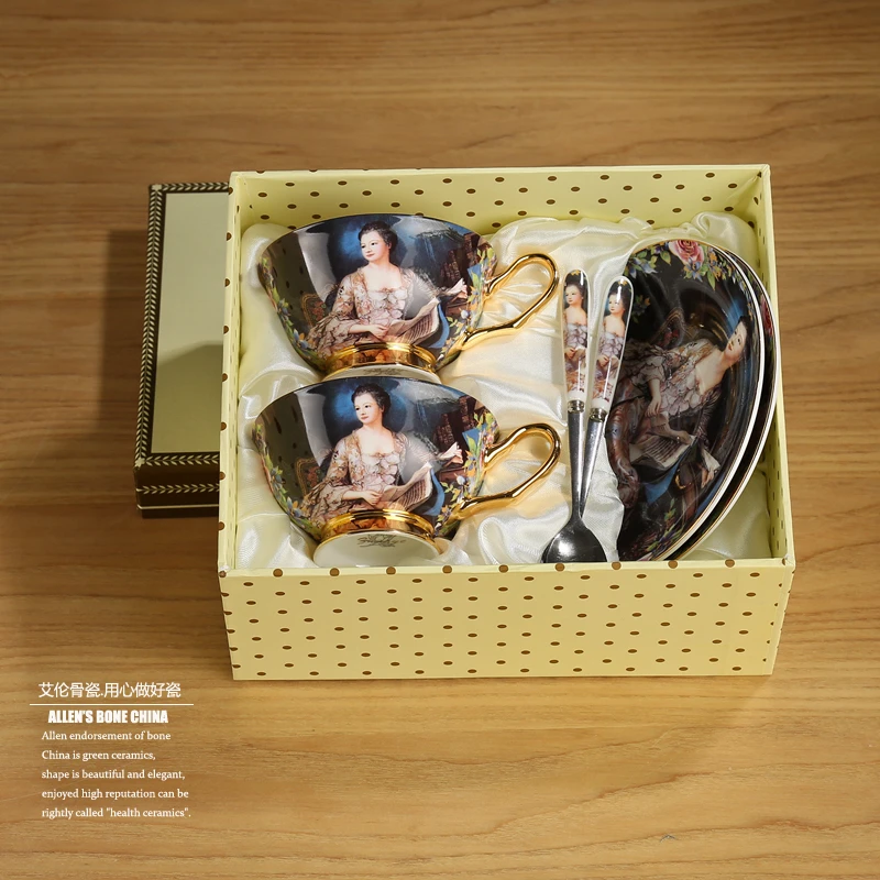 Роскошный чайный набор в стиле ретро с масляной картиной костяной китайский