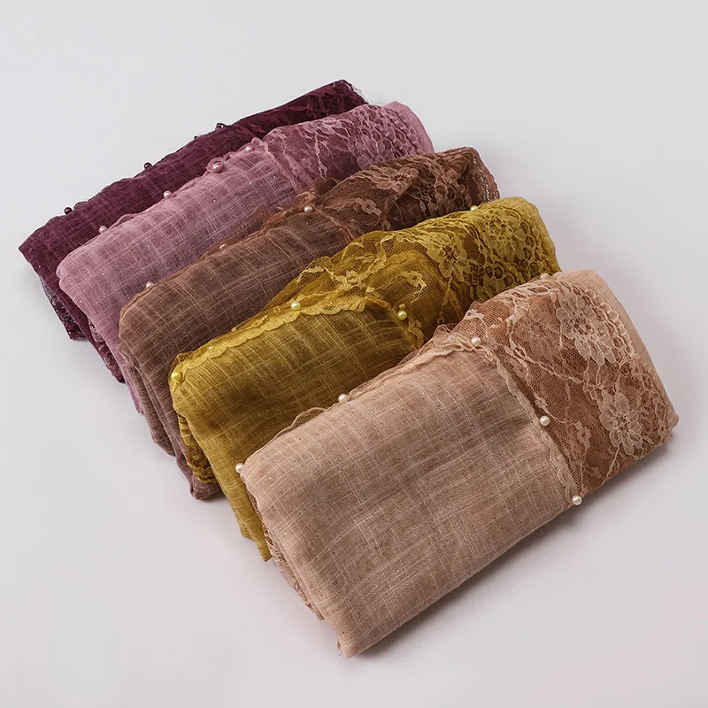 

10 шт. женский шифоновый шарф-пузырь хиджаб жемчужные кружевные кисточки шаль на голову хиджабы шарфы шарф 12 цветов