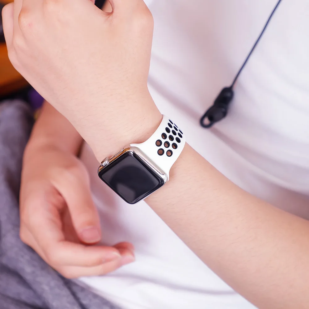 Спортивный ремешок для apple watch band 4 5 42 мм/38 мм iwatch band 44 мм/40 мм ремешок силиконовый браслет дышащий ремешок для часов серии 5 4 3 2