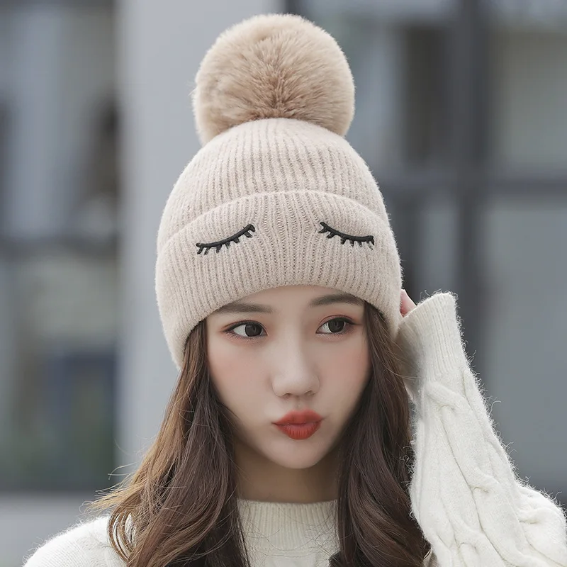 

Winter Hat Winter Fleece Warm Hat Woolen Cap Flanging Knitted Hat