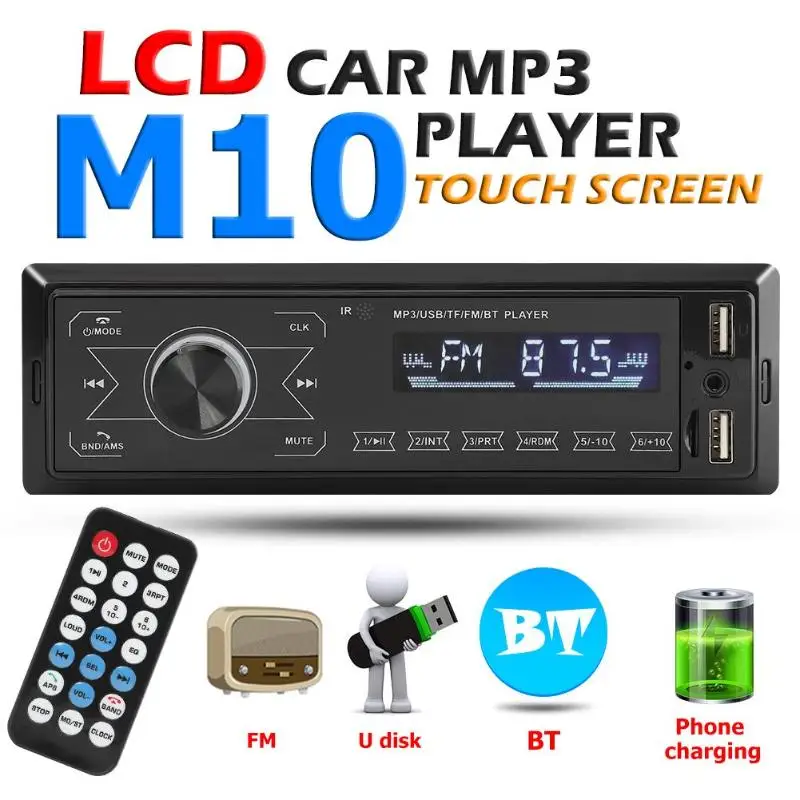 Автомагнитола 1 DIN с Bluetooth 4 0 M10 стерео MP3 плеер в приборной панели AUX In FM радио