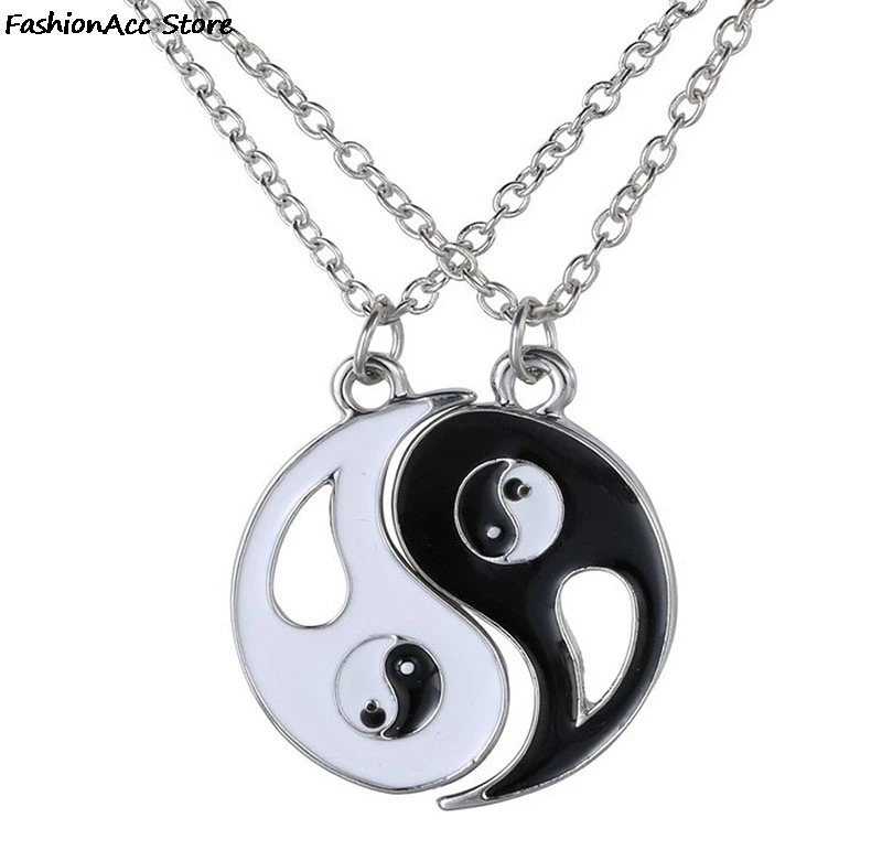 

Yin Yang Pendant Necklace Black White Couple Sister Friendship Fashion Jewelry Unique Gifts for Women Enamel