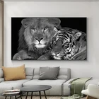 Настенный плакат с изображением животного, Лев, черный и белый цвет, Современное украшение для дома, картина для гостиной