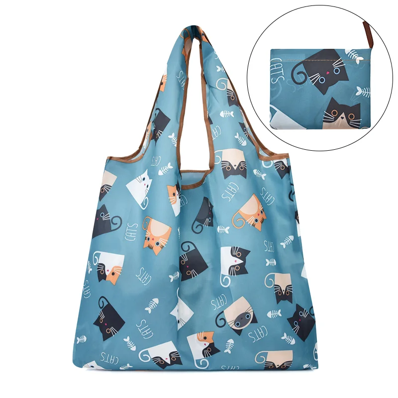Medium Large Capacity Foldable Shopping Bags Portable Fashion Pockets Tear-Resistant Reusable Tote Bag Eco-Bags