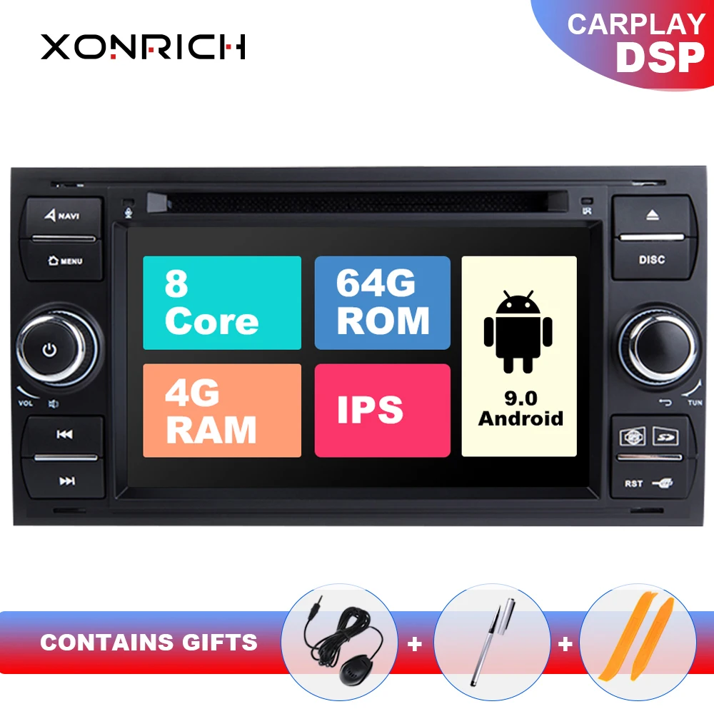 IPS DSP 8 Core2 din Android 9 автомобильное радио мультимедиа для Ford Focus 2 3 mk2 Mondeo 4 Kuga Fiesta Transit