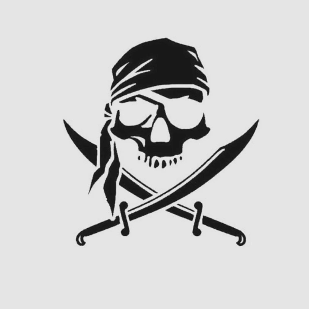 

Car Stickers Pirate Skull Personalized PVC Car Decoration Accessories Stickers Creative Waterproof Black/white,15cm*14cm
