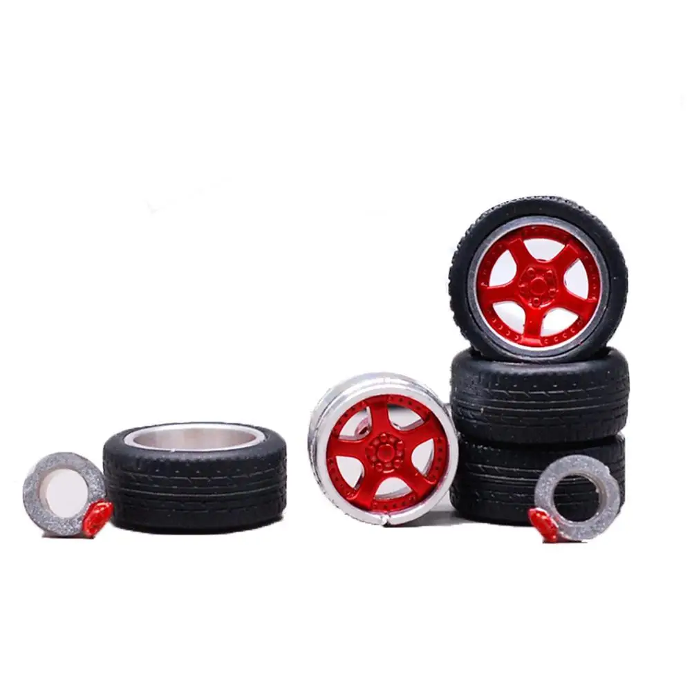 

Montessori Car Model Alloy Wheel Rubber Tire Modification Parts B9D3
