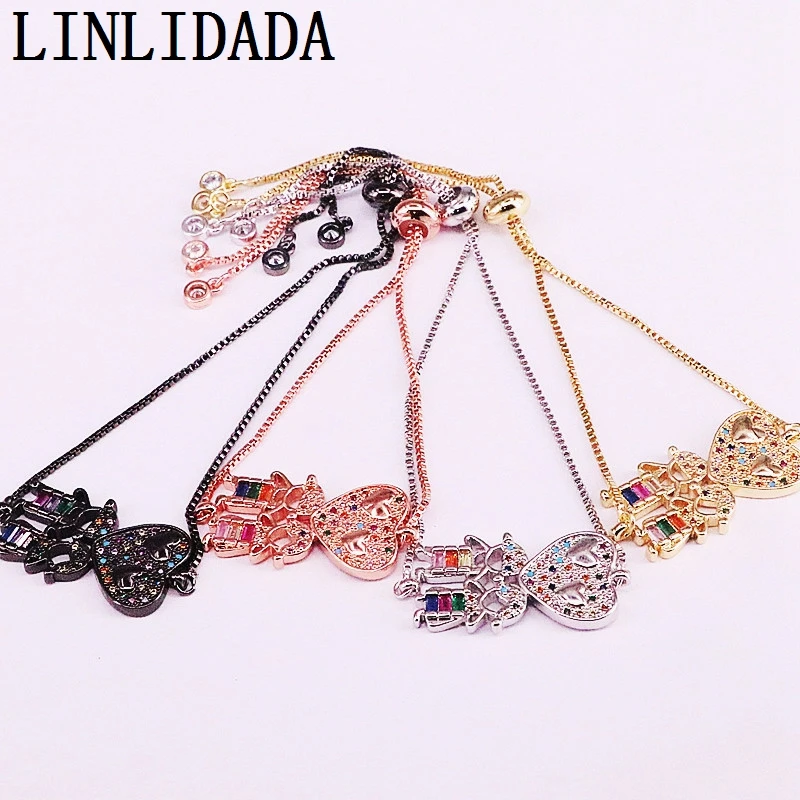 

8 шт. Новое поступление Модные Цветные циркониевые звенья цепочки регулируемые браслеты ювелирные изделия для женщин